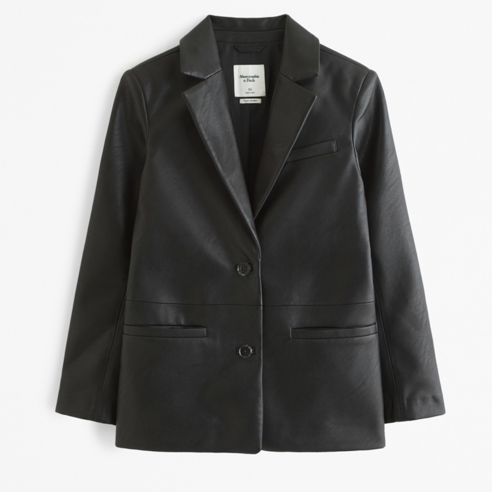 Abercrombie Black Vegan Leather Blazer